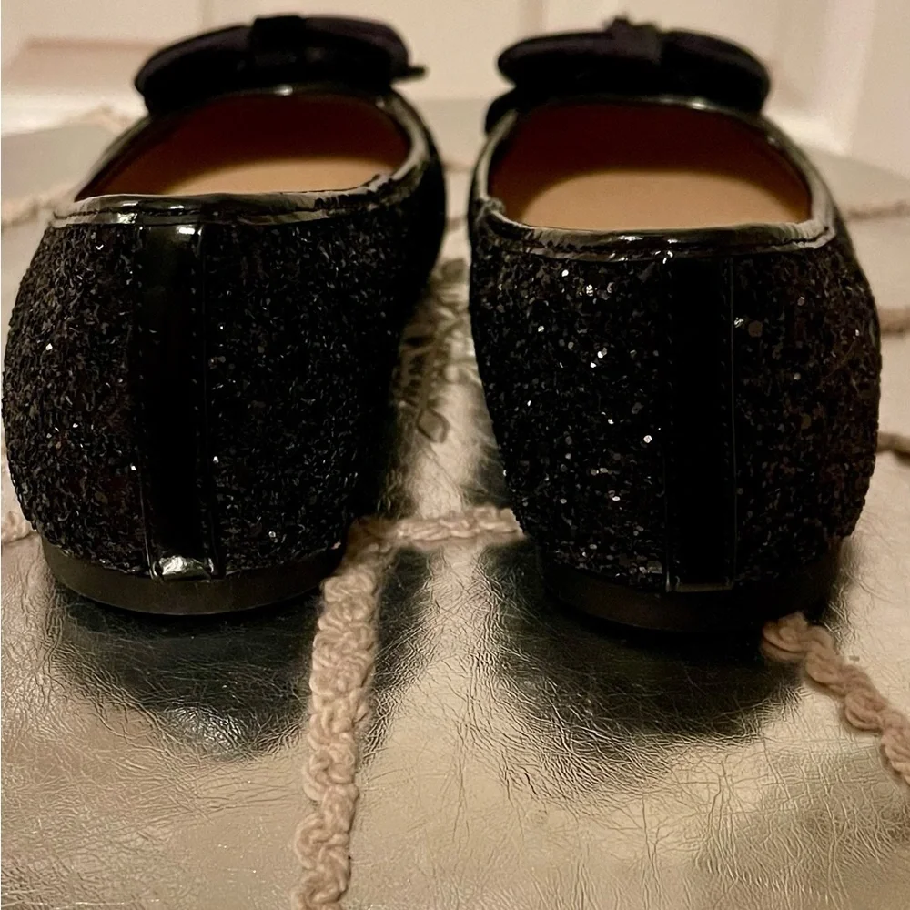 Cat & Jack black sparkling ballet flats with velvet bow